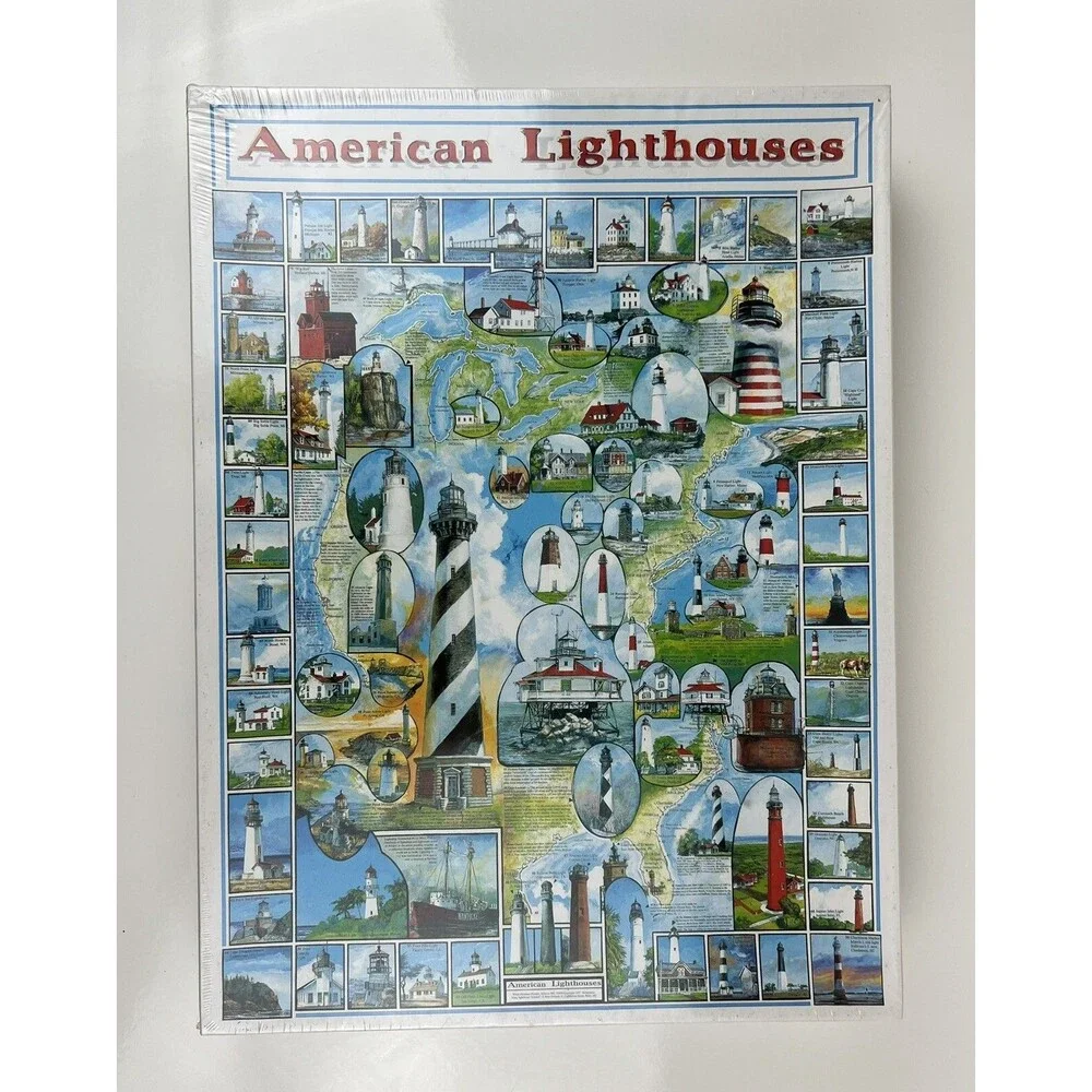 White Mountain Puzzles American Lighthouse 1000 pcs Jigsaw Puzzle New Sealed